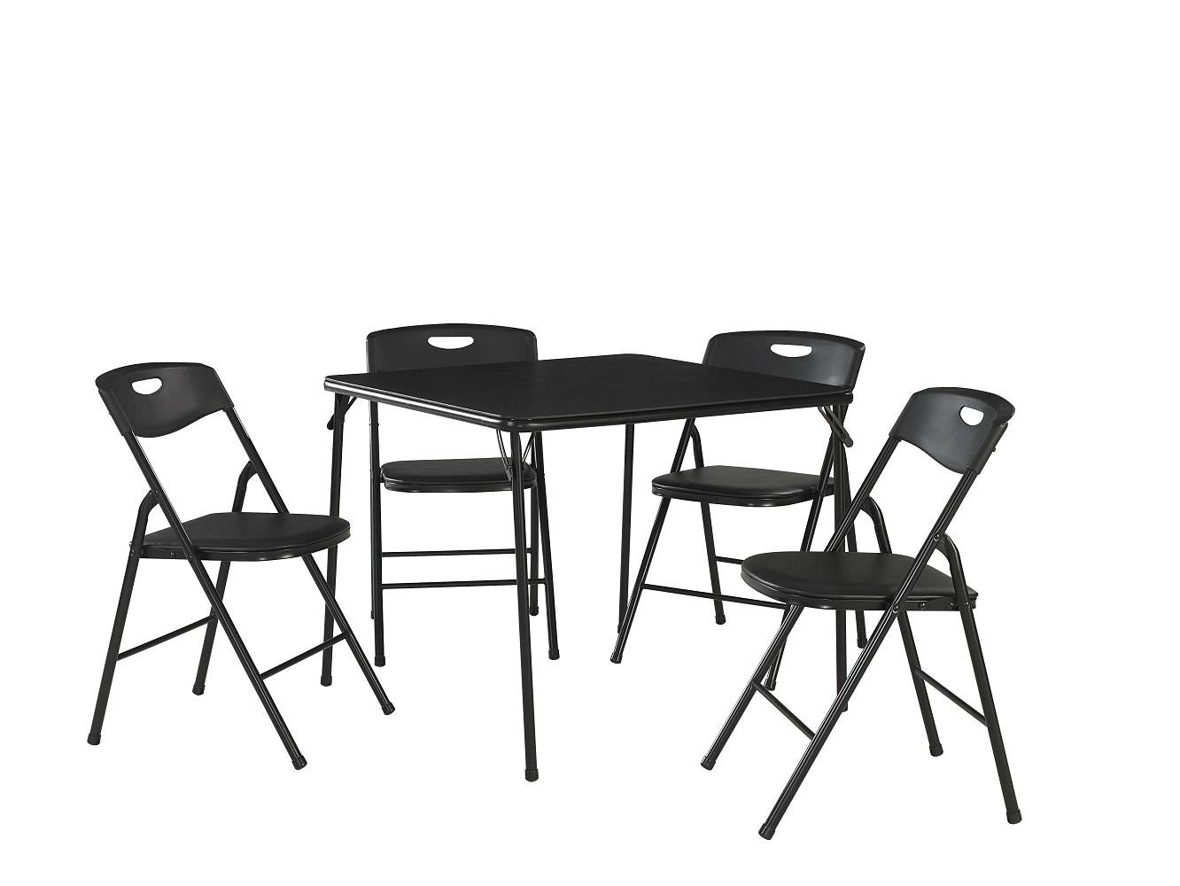5-Piece Folding Table and Chair Set - Black - N/A