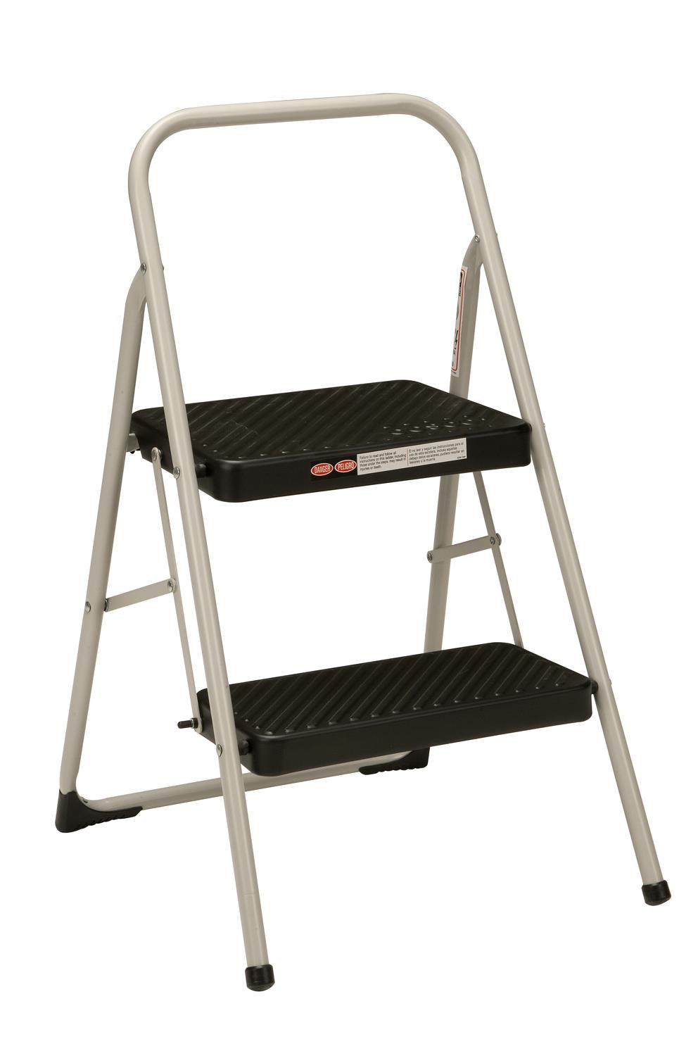 Two-Step Household Folding Step Stool - Cool Gray Frame/Black Steps/Di - 2 Step