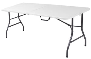 6 ft. Fold-in-Half Banquet Table - White Speckley Pewter - N/A
