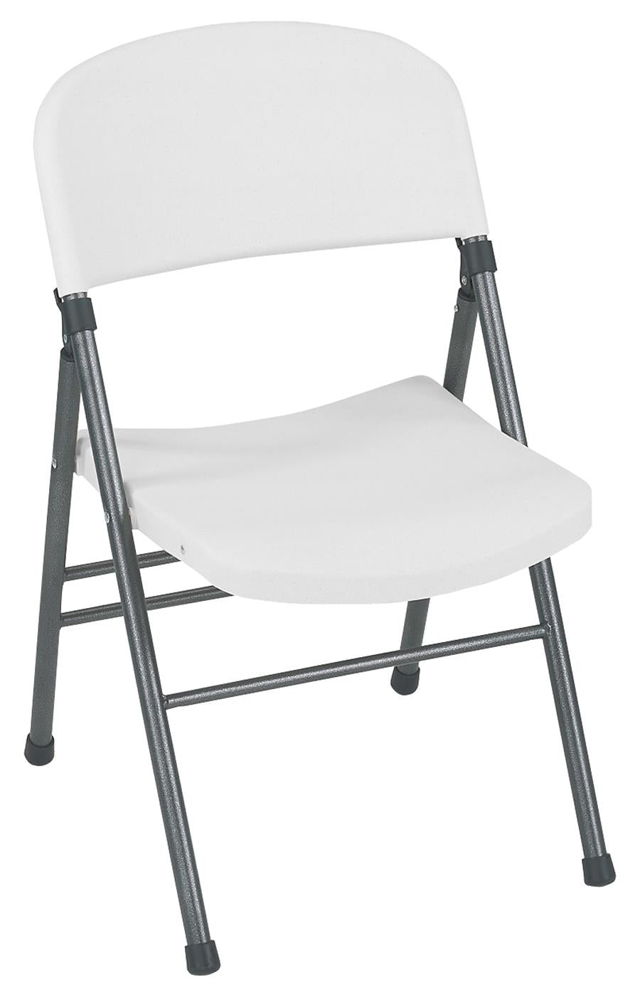 Resin Folding Chair with Molded Seat and Back - White/Speckle Pewter - N/A