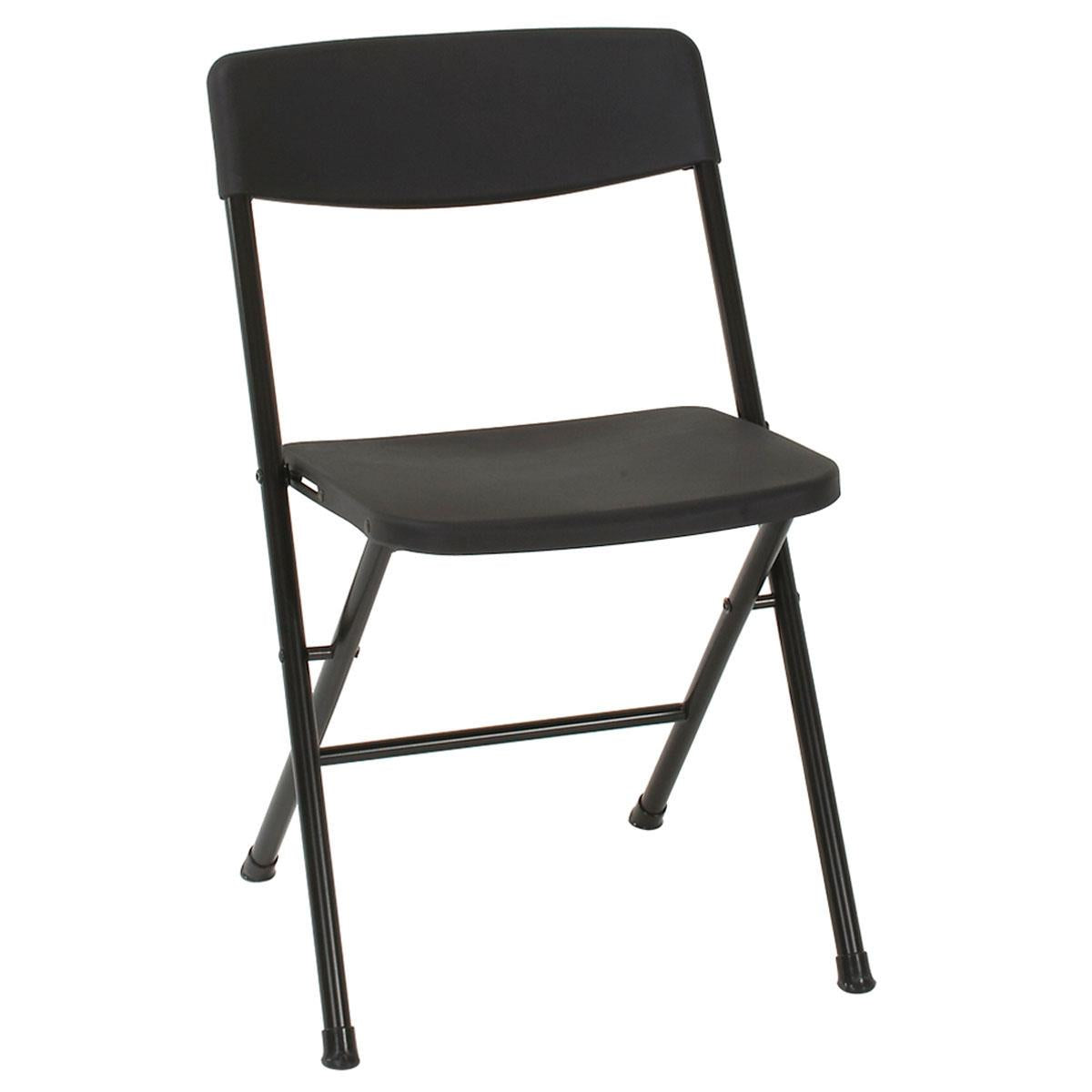 Resin Folding Chair with Molded Seat and Back - Black - 4-Pack