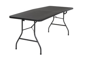 Deluxe 6 foot x 30 inch Fold-in-Half Blow Molded Table - Black - N/A