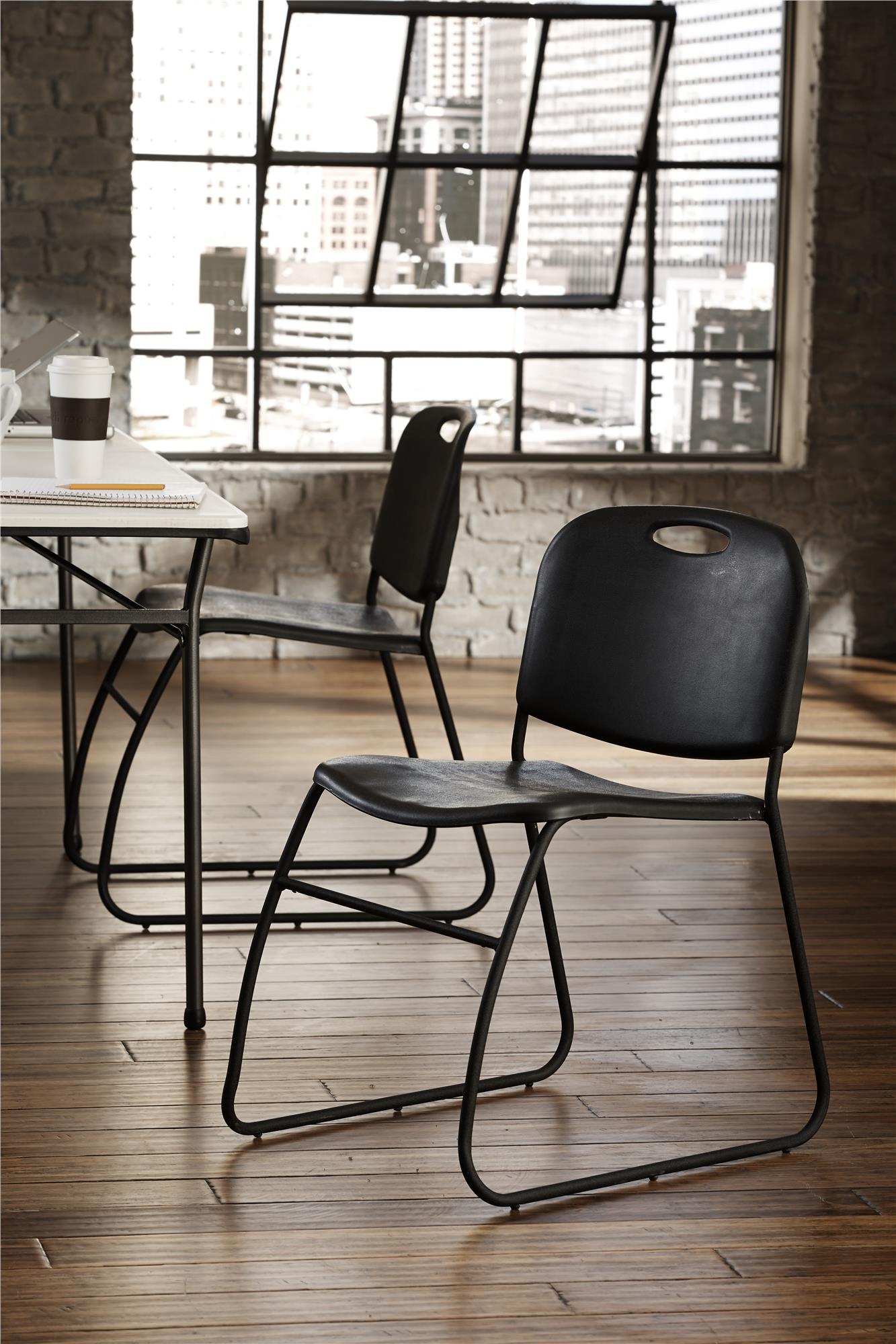 Commercial Contoured Resin Back Stacking Chair - Black - N/A
