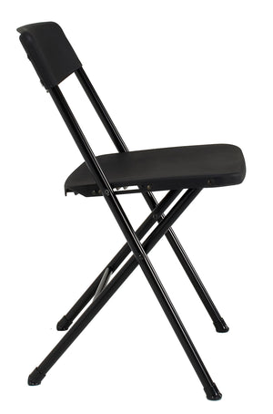 Resin Folding Chair with Molded Seat and Back - Black - 4-Pack