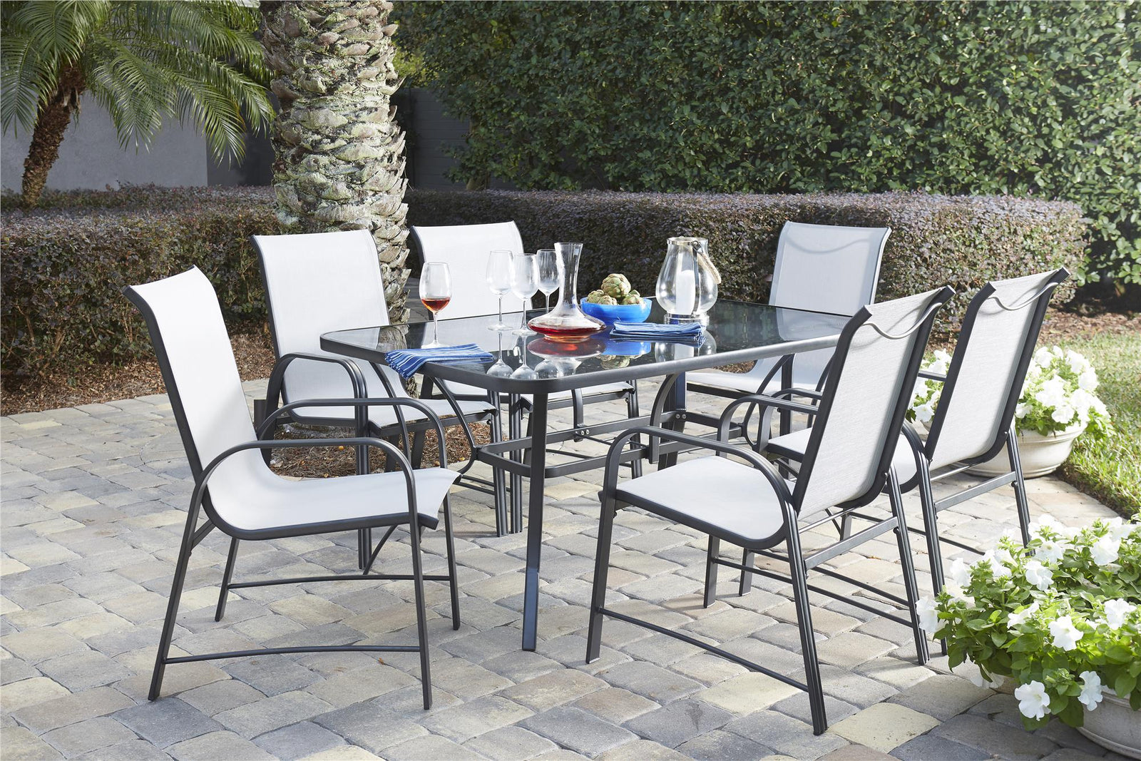 Paloma Steel Patio Dining Chairs - Gray